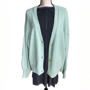JOIE Cardigan Sweater Mint Green XL Soft Balloon Sleeves NWT